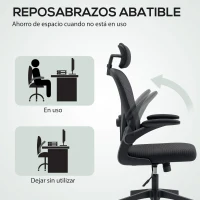 HOMCOM Silla de Escritorio de Malla Transpirable con Altura Ajustable Reposacabezas y Soporte Lumbar Ajustables Negro(m-7)