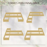 Outsunny Lot de 5 bacs jardinières potagers modulables pour extérieur en bois de sapin, dim. 230L x 230l x 28H cm bois naturel(m-4)