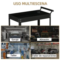 DURHAND Carro de Herramientas de 2 Niveles Carro de Taller con Ruedas de Acero para Garaje Carga 150 kg 84,5x38x84 cm Negro(m-6)
