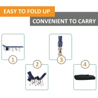 Outsunny Single Person Camping Bed Folding Cot Outdoor Patio Portable Military Sleeping Bed Travel Guest Leisure Fishing with Side Pocket and Carry Bag - Blue(m-4)