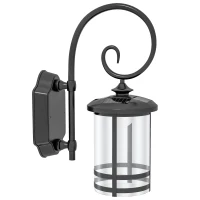 Outsunny Lampada da Esterno con Pannello Solare, Impermeabile IP44 e Accensione Automatica, Nero(m-1)