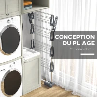 HOMCOM Séchoir à Linge étendoir pliable ailes latérales utilisation intérieure et extérieure 142 x 55 x 172 cm 4 niveaux gris(m-6)
