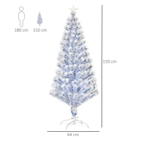 HOMCOM 5FT Artificial Fibre Optic Christmas Tree Seasonal Decoration w/ LED Lights Pre-Lit Easy Store White Blue(m-3)