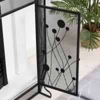 HOMCOM Parascintille Pieghevole per Camino in Acciaio e Metallo Nero con 2 Porte a Chiusura Magnetica, 125x80cm(m-8)