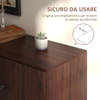 HOMCOM Credenza Moderna in Legno e Truciolato con 2 Armadietti e 3 Cassetti, 127x40x76 cm, Marrone e Nero(m-7)