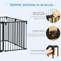 PawHut Cancelletto di Sicurezza per Cani Pieghevole a 8 Sezioni, Sistema di Blocco e Chiusura Automatica, Nero(m-4)