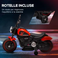 HOMCOM Moto Elettrica per Bambini 18-36 Mesi con Rotelle e Fanale, 76x42x57 cm, Rosso e Nero(m-5)