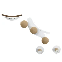 PawHut Cat Wall Furniture, with Curved Platforms, Scratching Posts - White(m-11)