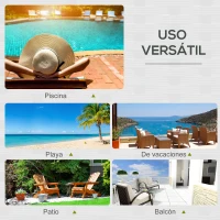 Outsunny Conjunto de Tumbona Exterior de Ratán 2 Plazas con Cojines Acolchados Resistente al Agua con Respaldo Regulable de 5 Niveles Soporta 220 kg 195x120x28 cm Marrón(m-7)