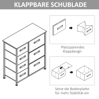 HOMCOM Kommode, Sideboard, 7 faltbare Stoffschubladen, Metallgestell, 63,5 x 30 x 71 cm, Hellgrau(m-7)