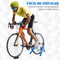 HOMCOM Entrenador de Bicicleta Rodillo para Bicicleta Plegable Portátil con Resistencia Magnética Ajustable de 8 Niveles para Ruedas de 650C, 700C o 26" - 29" 77x56x47,5 cm Azul(m-5)