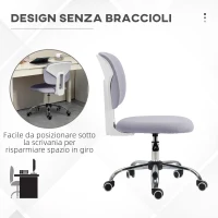 Vinsetto Sedia da Ufficio ad Altezza Regolabile in Tessuto Effetto Lino con Schienale Ricurvo, 48x53x80-90 cm, Grigio(m-6)