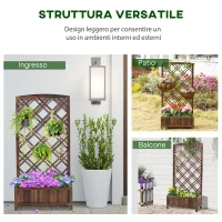 Outsunny Fioriera da Esterno con Grigliato in Legno per Piante Rampicanti, 60x30x122.5 cm, Marrone(m-4)
