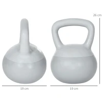 SPORTNOW Kettlebell 4kg in PVC e Sabbia Metallica per Allenamento Spalle e Bicipiti, 19x19x26 cm, Grigio(m-3)