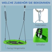 Outsunny Nestschaukel mit Zelt Ø100 cm Gartenschaukel mit Tür und Fenster Tellerschaukel Kinderschaukel Kinder Rundschaukel bis 200 kg belastbar Metall Grün+Blau(m-8)