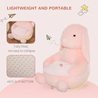 HOMCOM Kids Sofa Chair Children Plush Armchair Stuffed Cute Rabbit Toy Support Seat Learning Baby Nest Sleeping Cushion Bed Soft Snuggle Furniture Feeding Relaxing 60 x 50 x 59cm Pink(m-5)