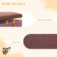 PawHut Pet Stairs Washable Fleece Faux Suede Cover 3 Step Dog Cat Foldable Portable Mobility Assistance 41 x 19cm Brown(m-6)