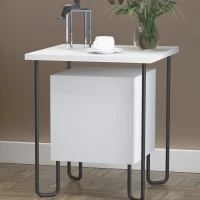 HOMCOM Comodino Moderno con Armadietto e Mensola in Legno e Gambe in Metallo, 40x40x45cm(m-8)