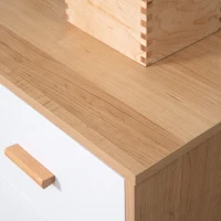 HOMCOM Kommode mit 3 Schubladen Sideboard Schubladenkommode Schrank Mehrzweckschrank Wohnzimmer Esszimmer Skandi-Design Weiß+Natur 80 x 39 x 80 cm(m-8)