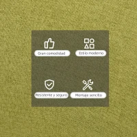 HOMCOM Silla de Comedor Tapizada en Lino Sintético Transpirable con Asiento Acolchado y Patas de Madera 57x56x72cm Verde(m-6)