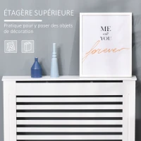HOMCOM Cache-radiateur couverture radiateur Design à Lattes Panneau Cabinet dim. 112L x 19l x 81H cm MDF Blanc(m-4)