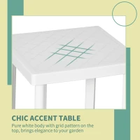 Outsunny Garden Side Table Plastic Outdoor Square Coffee End Table for Drink Snack, White(m-4)