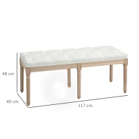 HOMCOM Vintage French Look Bed End Bench - Cream White(m-3)