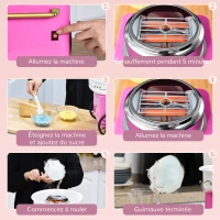 HOMCOM Machine à barbe à papa Cotton Candy Appareil 3-5 minutes pour une barbe à papa 550 W max. en Rose(m-6)
