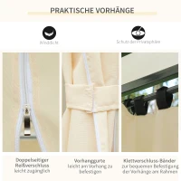 Outsunny Pavillon 3x4m Gartenpavillon mit 6 Seitenteilen Partyzelt Gartenzelt Festzelt mit Doppeldach Beige+Schwarz(m-5)