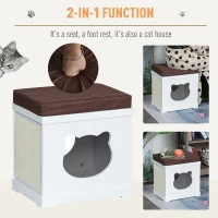 PawHut Cat House Bed Cat Scratching Cube for Small Cat Pet Furniture with Removable Scratching Pad and Soft Cushion White(m-4)