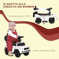 HOMCOM Macchina a Spinta per Bambini 12-36 Mesi con Licenza Mercedes, Tettuccio e Maniglia di Spinta, 85.5x40.5x95 cm, Bianco(m-7)