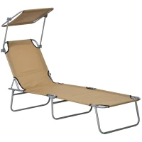 Outsunny Sun Lounger, with Adjustable Face Canopy - Brown(m-1)
