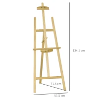 HOMCOM Staffelei Holz 134,5 cm hoch Holzstaffelei für Leinwände bis 108 cm Feldstaffelei Atelierstaffelei für Malerei, Skizze, Hochzeit, Ausstellung Natur(m-3)