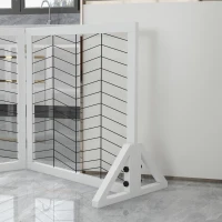 PawHut 6 Panels Pet Gate, Wooden Foldable Dog Barrier w/ Two Support Feet, for Small, Medium Dogs - White(m-8)