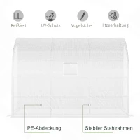 Outsunny Gewächshaus, Gartengewächshaus mit Kunststoff-Abdeckung, UV-beständig, 3 Etagen, Reißverschlusstüren, Weiß(m-5)