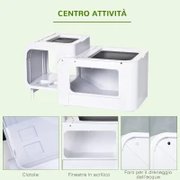 PawHut Terrario per Tartarughe d'Acqua con Vasca per Tartarughe, Ciotole e Finestre, 47x28x25cm - Bianco(m-6)