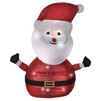 Outsunny Papá Noel de Tela con Luces LED Figura Decorativa Luminosa de Navidad con Botón de Interruptor para Interior y Exterior Ø30x51 cm Negro Blanco y Rojo(m-1)
