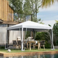 Outsunny Faltpavillon, Faltzelt mit Seitenwänden inkl. Tragetasche, Gartenpavillon, Metall, Oxfordstoff, 3 x 3 m, Cremeweiß(m-2)