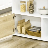 HOMCOM Tavolo da Bar Moderno in MDF per 2 Persone con 4 Ripiani Aperti e Armadietto, 116x79.5x91 cm(m-8)