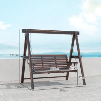 Outsunny Three-Seater Wooden Swing Bench(m-3)