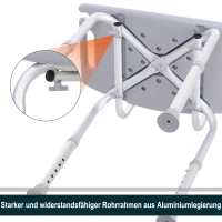 HOMCOM Duschstuhl Badehocker Badestuhl Duschhocker Duschsitz Badhilfe höhenverstellbar (Duschhocker mit Rückenlehne (Grau))(m-8)