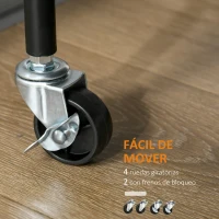 HOMCOM Carro de Cocina con Ruedas Carrito de Servicio Multiuso con Botellero Cesta Extraíble Bandeja 60,5x35,5x75 cm Negro(m-5)
