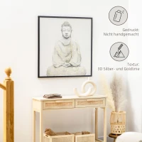 HOMCOM Kunstdruck mit einem meditierenden Buddha, UV-Druck, Prägetechnik, inkl. Montagematerial, 83 cm x 2,5 cm x 83 cm(m-4)