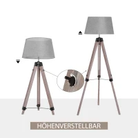HOMCOM Stehlampe im Skandidesign,  Stehleuchte, Dreibeingestell, höhenverstellbar(m-4)