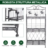 Scaffale Fioriera 3 Ripiani Pieghevole da Giardino Balcone, Metallo, Argento, 44x25x96 cm(m-6)
