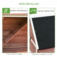 PawHut Gallinero Exterior de Madera con 2 Recintos para Correr Personalizables y Caja Nido Rampa Techo de Asfalto 290x71x119 cm Rojo(m-8)