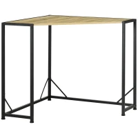 HOMCOM Bureau d'angle style industriel bureau Informatique cadre en en métal et bois 80 x 80 x 75,5 cm bois naturel(m-10)