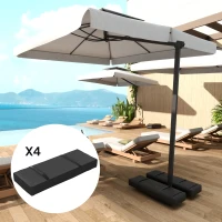 Outsunny Parasol Weights Set of 4, Parasol Base Weights Bags, 25kg Fillable Sandbag Weights with Handles, Cantilever Umbrella Base Weights, Black(m-8)