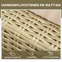 Outsunny Polyrattan Gartenliege mit Kissen Sonnenliege 5-stufig verstellbar Rattanliege Gartenmöbel Liege Stahl Khaki 72 x 198 x 30 cm(m-4)
