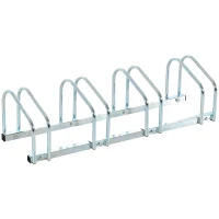 HOMCOM Aparcamiento para 4 Bicicletas Soporte de Acero para Aparcar Bicicletas en el Suelo o Pared 110x33x27 cm Plata(m-11)